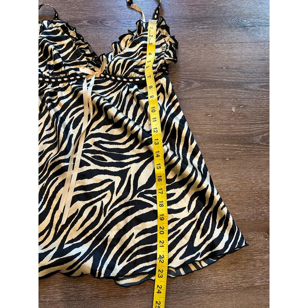 Seductive Wear Zebra Print Lingerie Set w/ Matching Robe Size M Satin Babydoll - Picture 12 of 12